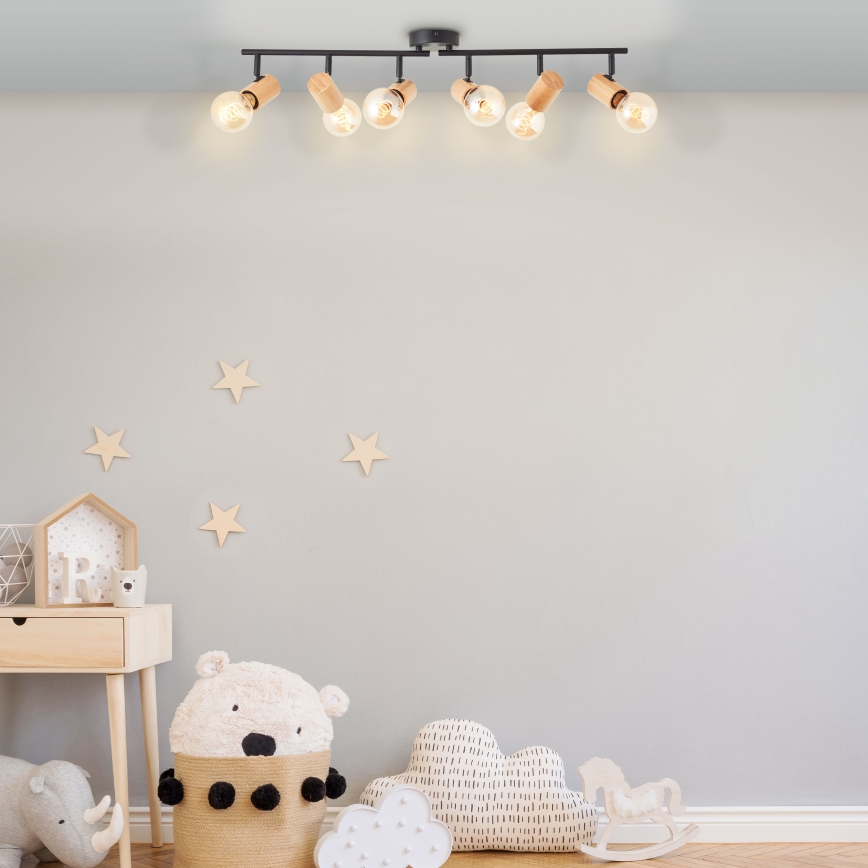 Brilliant - Точковий світильник KERRY 6xE27/40W/230V чорний/бамбук