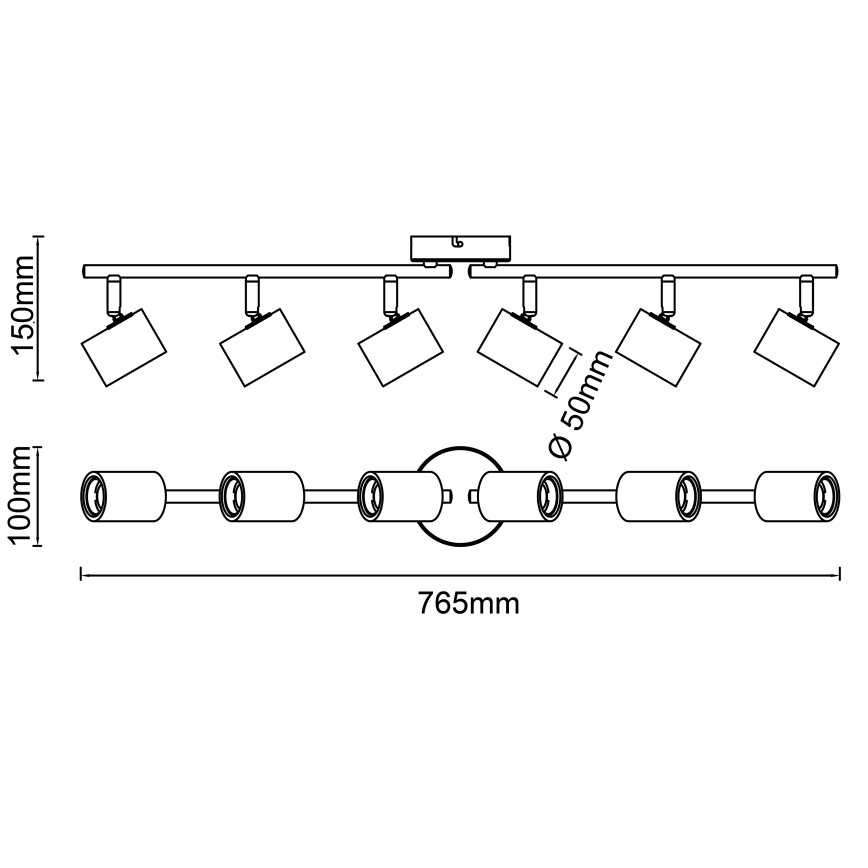Brilliant - Точковий світильник KERRY 6xE27/40W/230V чорний/бамбук