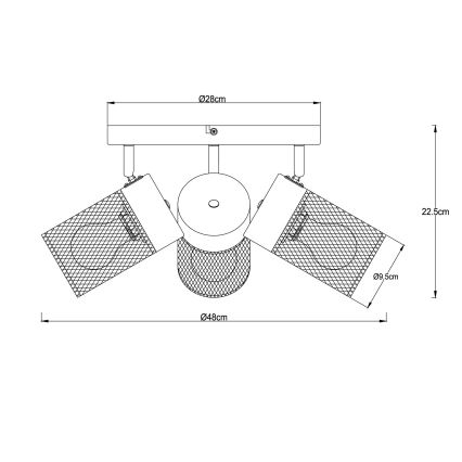 Брилліант - Точковий світильник КАМОЛО 3xE27/40W/230V чорний