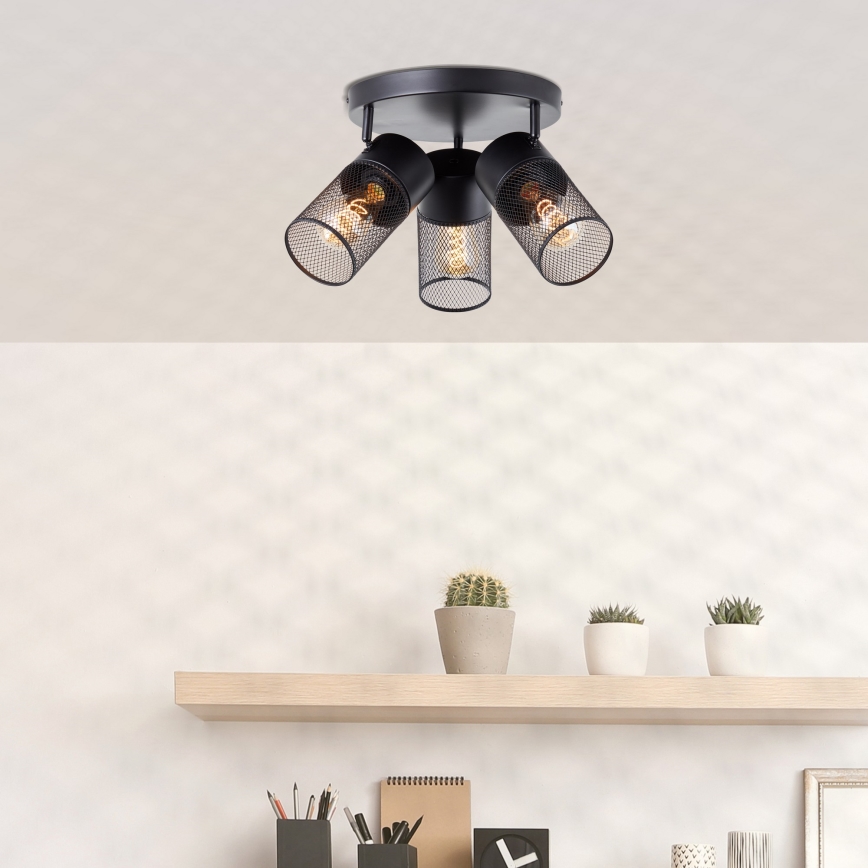 Брилліант - Точковий світильник КАМОЛО 3xE27/40W/230V чорний