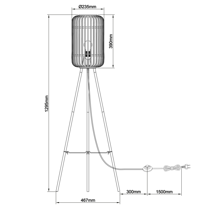 Brilliant - Торшер WOODROW 1xE27/60W/230V бамбук