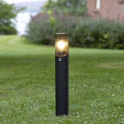 Brilliant - Уличная лампа с датчиком MINOU 1xE27/10W/230V IP44 черный/дымчатый