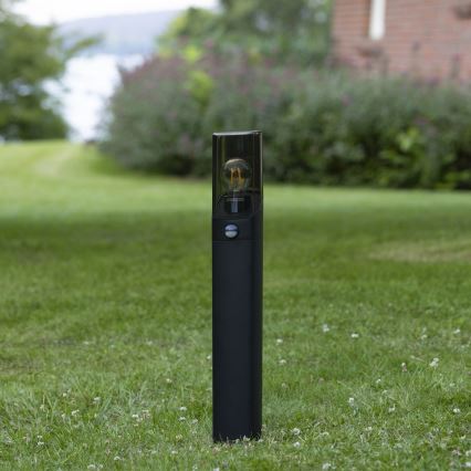 Brilliant - Уличная лампа с датчиком MINOU 1xE27/10W/230V IP44 черный/дымчатый