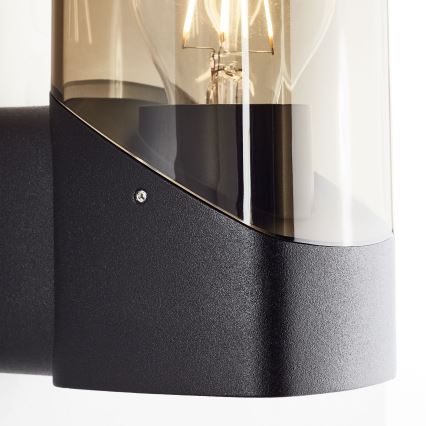 Brilliant - Уличный настенный светильник MINOU 1xE27/10W/230V IP44 черный/дымчатый