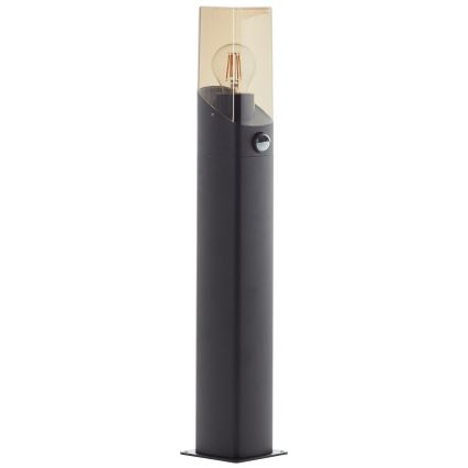 Brilliant - Уличная лампа с датчиком MINOU 1xE27/10W/230V IP44 черный/дымчатый