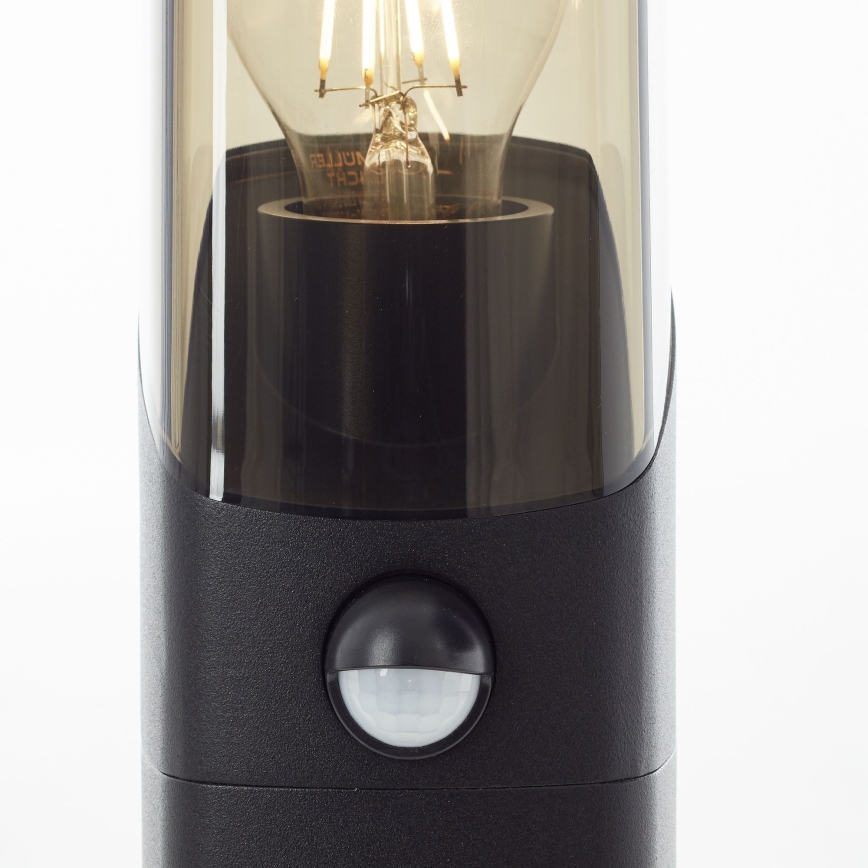 Brilliant - Уличная лампа с датчиком MINOU 1xE27/10W/230V IP44 черный/дымчатый