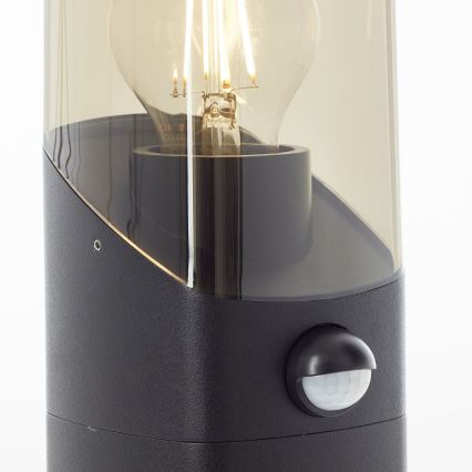 Brilliant - Уличная лампа с датчиком MINOU 1xE27/10W/230V IP44 черный/дымчатый