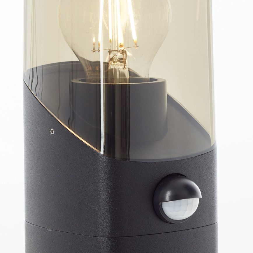 Brilliant - Уличная лампа с датчиком MINOU 1xE27/10W/230V IP44 черный/дымчатый