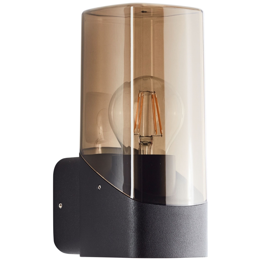 Brilliant - Вуличний настінний світильник MINOU 1xE27/10W/230V IP44 чорний/димчастий