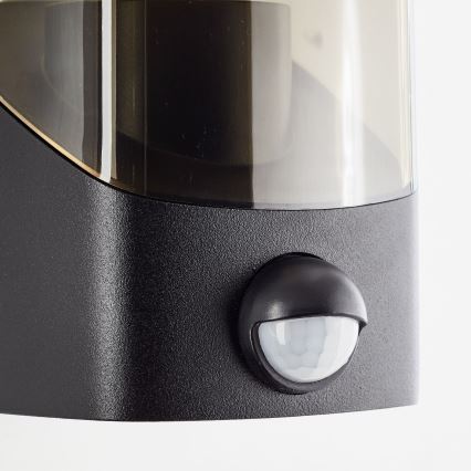 Brilliant - Вуличний настінний світильник з датчиком MINOU 1xE27/10W/230V IP44 чорний/димчастий