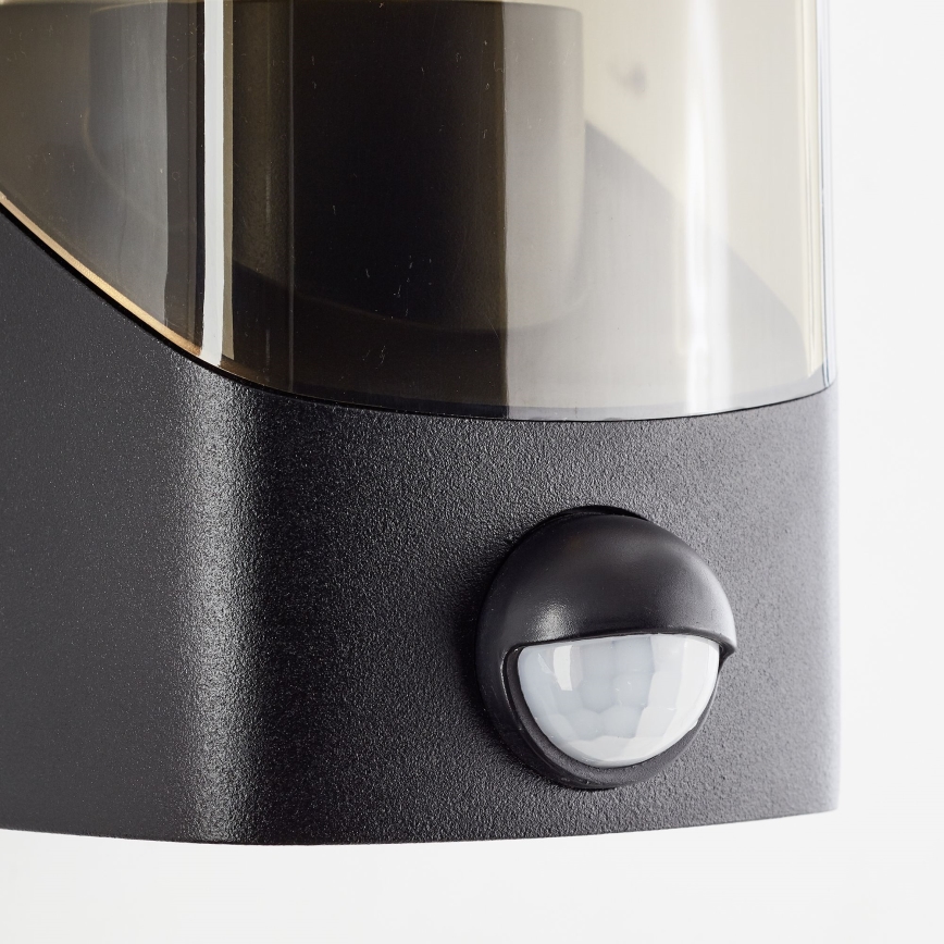 Brilliant - Вуличний настінний світильник з датчиком MINOU 1xE27/10W/230V IP44 чорний/димчастий
