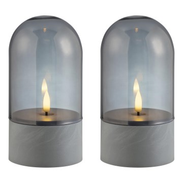 Brilliant - Комплект из 2 LED-свечей ILLUSION LED/2xAA IP44 серый/дымчато-чёрный
