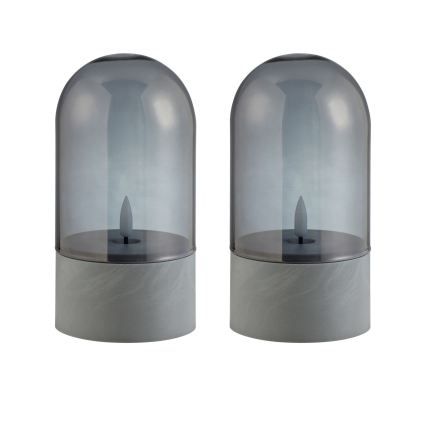 Brilliant - Комплект из 2 LED-свечей ILLUSION LED/2xAA IP44 серый/дымчато-чёрный