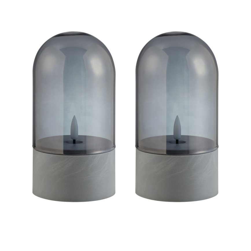 Brilliant - Комплект из 2 LED-свечей ILLUSION LED/2xAA IP44 серый/дымчато-чёрный