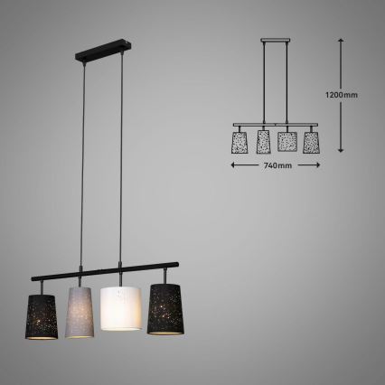 Brilo 4027-045 - Підвісна люстра SHADES 4xE27/40W/230V