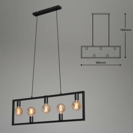 Brilo 4028-055 - Підвісна люстра KOTAK VINTAGE 5xE27/40W/230V