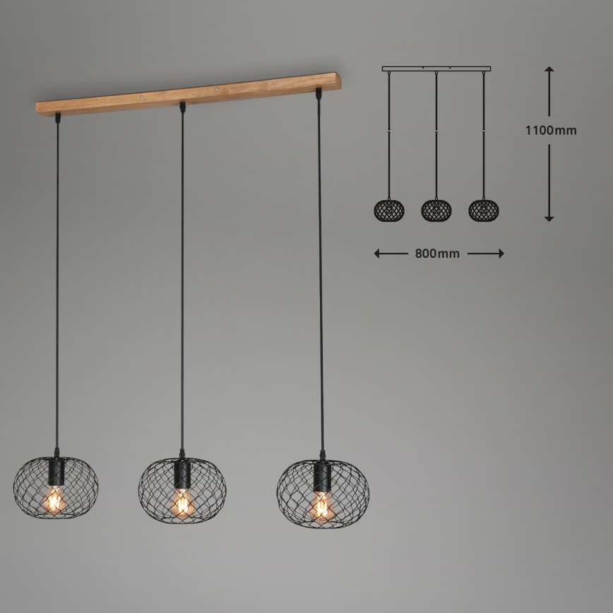 Brilo 4037-035 - Подвесная люстра на тросе 3xE27/40W/230V