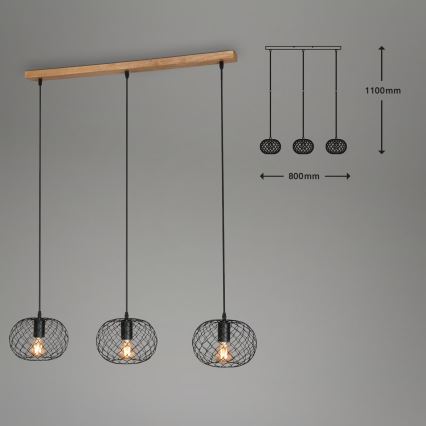 Brilo 4037-035 - Подвесная люстра на кабеле WINKI 3xE27/40W/230V