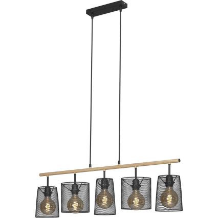Brilo 4078-054 - Люстра на тросе WOOD & STYLE 5xE27/60W/230V