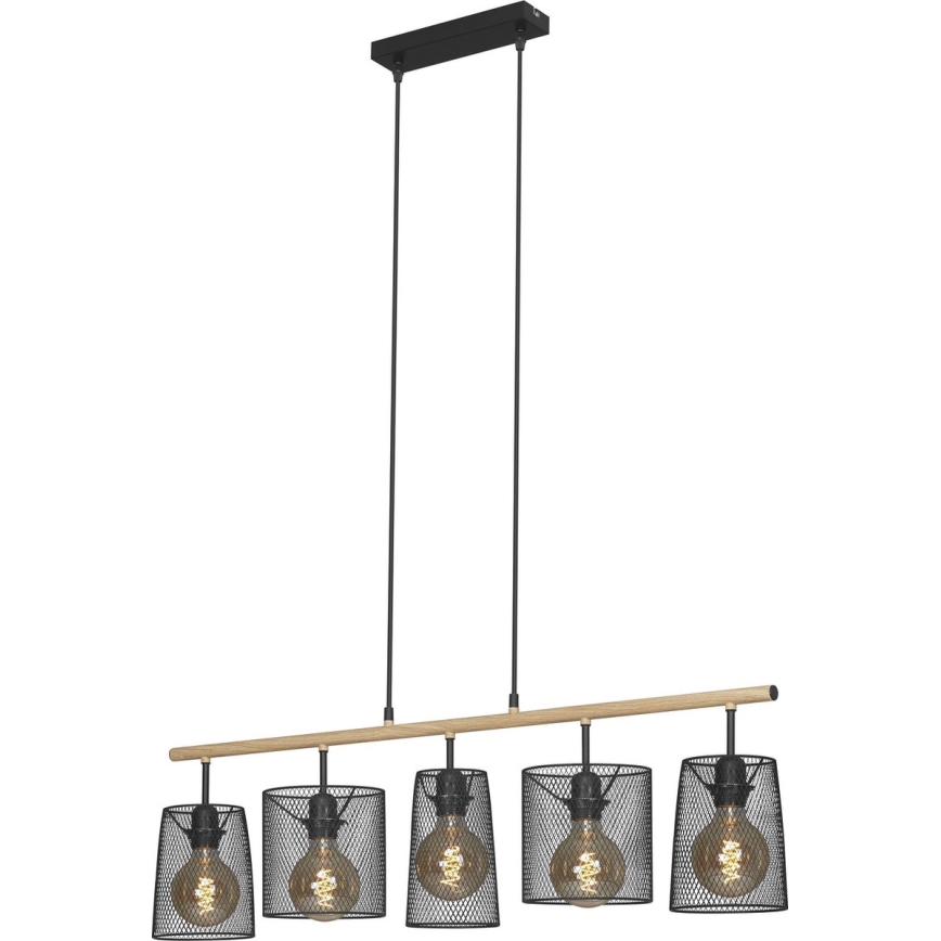 Brilo 4078-054 - Люстра на тросе WOOD & STYLE 5xE27/60W/230V