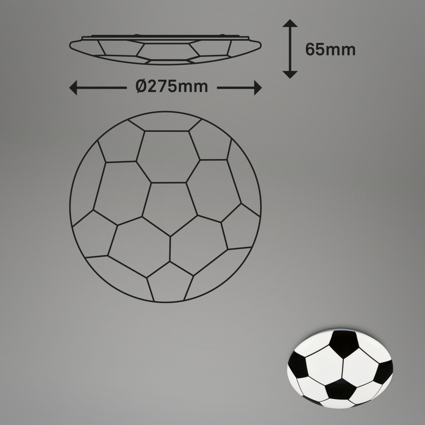 Brilo - Детский светодиодный потолочный светильник FOTBALL LED/12W/230V
