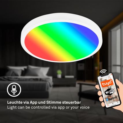 Brilo - LED RGBW диммируемый потолочный светильник, 20 Вт, 230 В, 2200–6500K, Wi‑Fi Tuya, Ø 27 см
