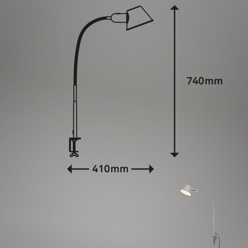 Brilo - Гибкая настольная лампа с зажимом 1xE27/10W/230V серебристый