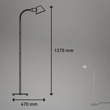 Brilo - Гибкий торшер 1xE27/10W/230V серебристый