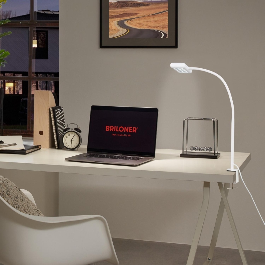 Brilo - LED Гнучка настільна лампа з затискачем TRASNA LED/7,5W/230V білий