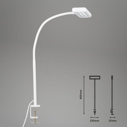 Brilo - LED Гнучка настільна лампа з затискачем TRASNA LED/7,5W/230V білий
