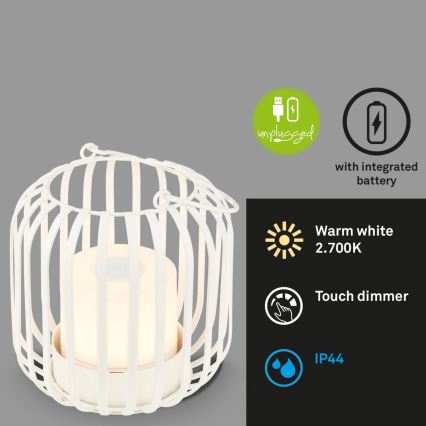 Brilo - LED з регулюванням яскравості nabíjecí вуличний настільна лампа LED/2W/5V IP44 білий