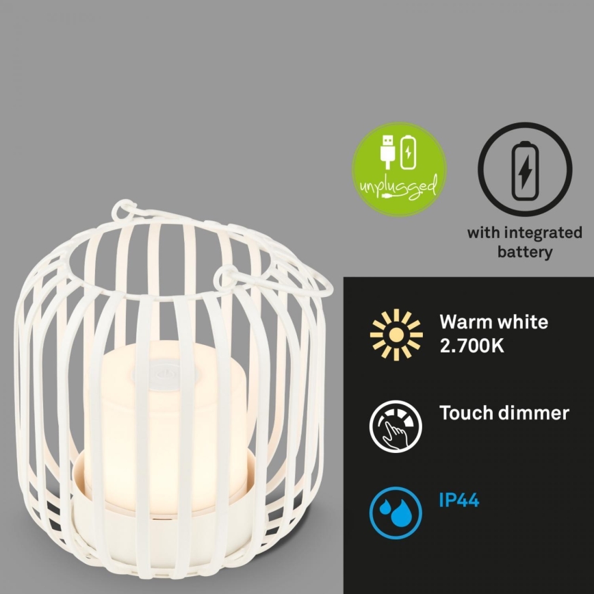 Brilo - LED з регулюванням яскравості nabíjecí вуличний настільна лампа LED/2W/5V IP44 білий
