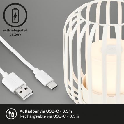 Brilo - LED з регулюванням яскравості nabíjecí вуличний настільна лампа LED/2W/5V IP44 білий