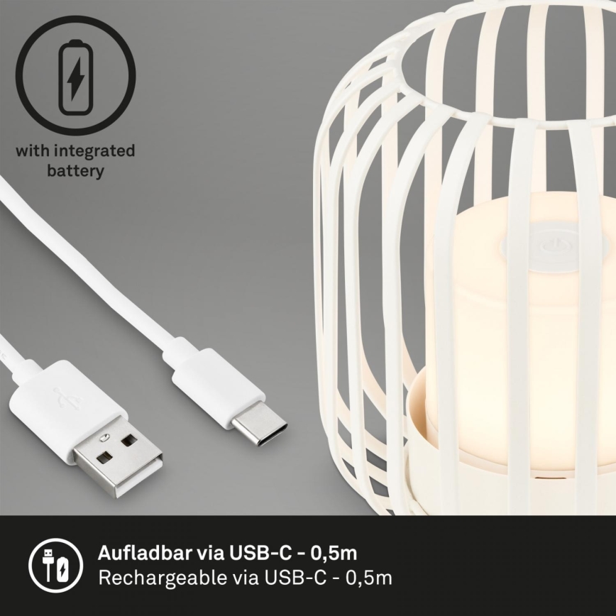 Brilo - LED з регулюванням яскравості nabíjecí вуличний настільна лампа LED/2W/5V IP44 білий