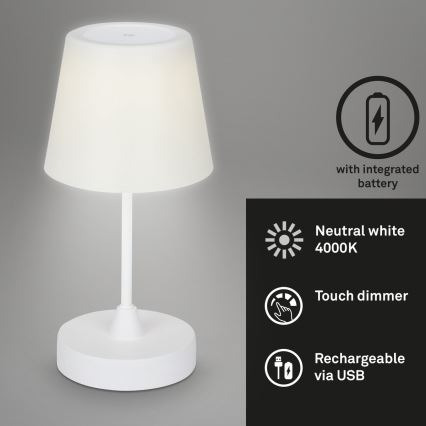 Brilo - LED Вулична настільна акумуляторна лампа з регулюванням яскравості LED/3W/5V IP44 білий