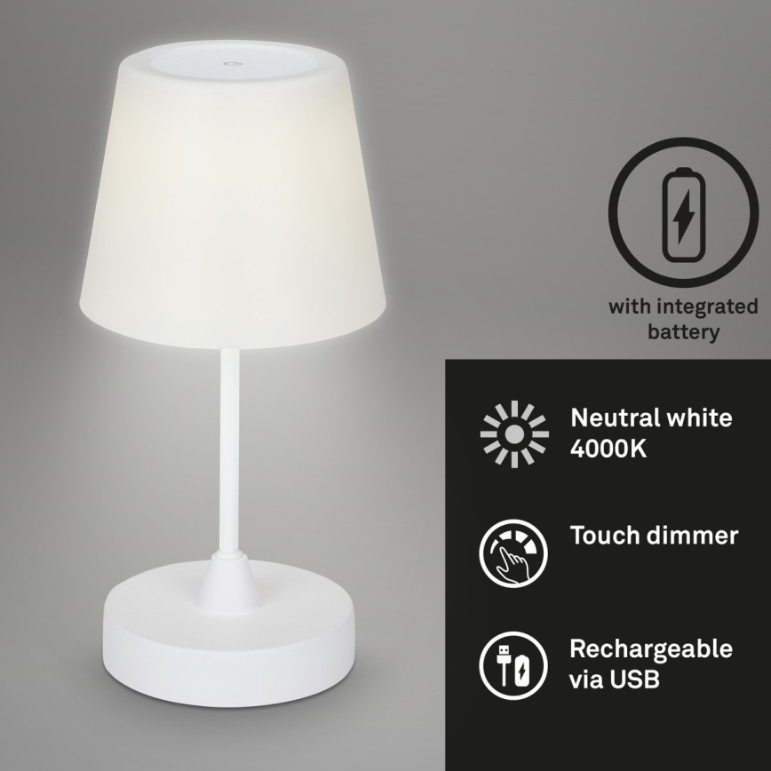 Brilo - LED Вулична настільна акумуляторна лампа з регулюванням яскравості LED/3W/5V IP44 білий