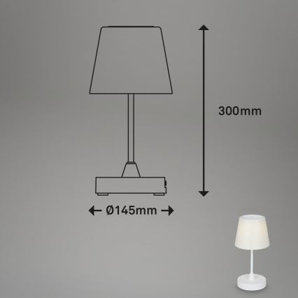 Brilo - LED Вулична настільна акумуляторна лампа з регулюванням яскравості LED/3W/5V IP44 білий