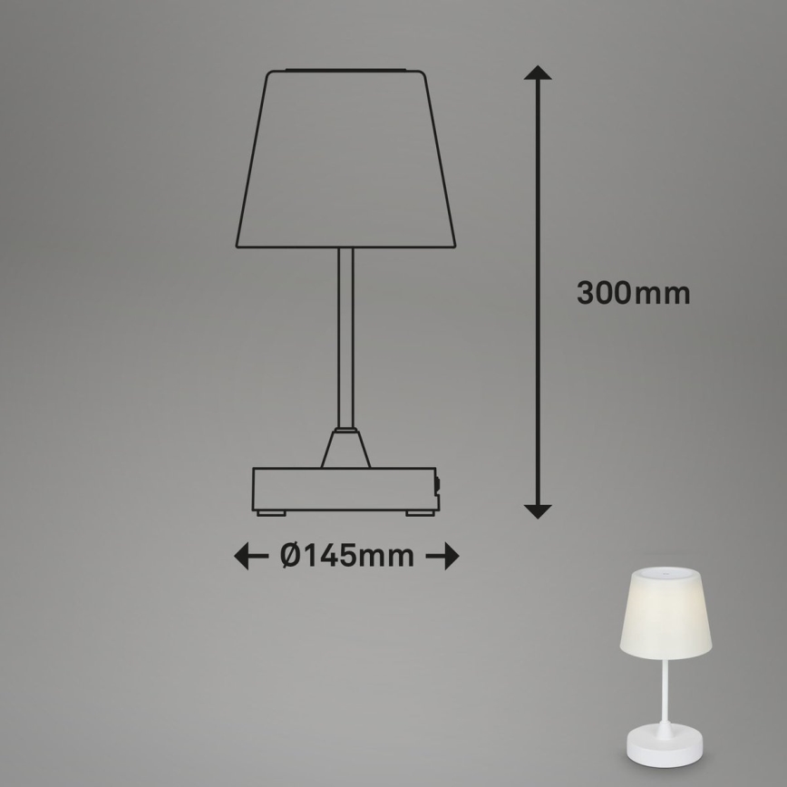 Brilo - LED Вулична настільна акумуляторна лампа з регулюванням яскравості LED/3W/5V IP44 білий
