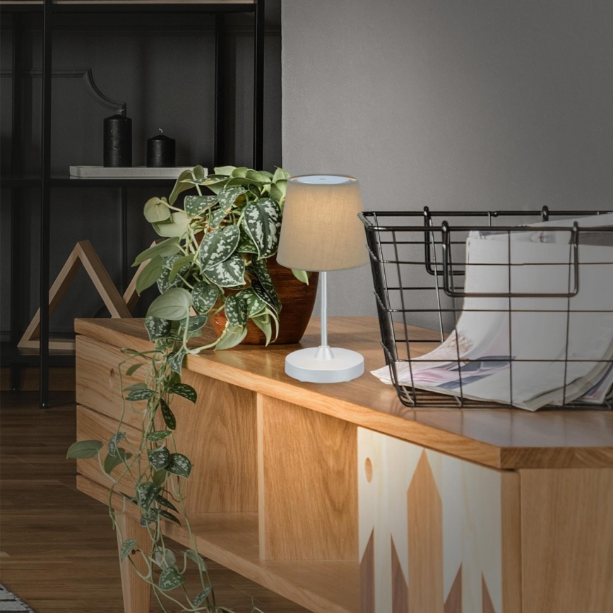 Brilo - LED Акумуляторна вулична настільна лампа з регулюванням яскравості LED/3W/5V IP44 срібний/бежевий