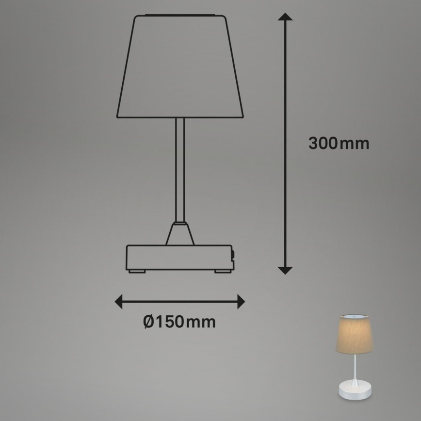 Brilo - LED Акумуляторна вулична настільна лампа з регулюванням яскравості LED/3W/5V IP44 срібний/бежевий