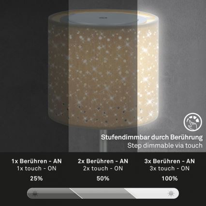 Brilo - Вулична LED настільна акумуляторна лампа з регулюванням яскравості LOLE LED/3W/5V IP44 срібний/бежевий