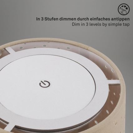 Brilo - Вулична LED настільна акумуляторна лампа з регулюванням яскравості LOLE LED/3W/5V IP44 срібний/бежевий