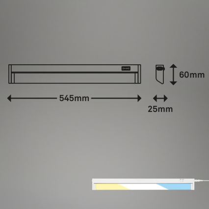 Brilo - LED-подсветка для навесных шкафов, 6 Вт, 230 В, 2700/4000/6500 К, 54,5 см, белый
