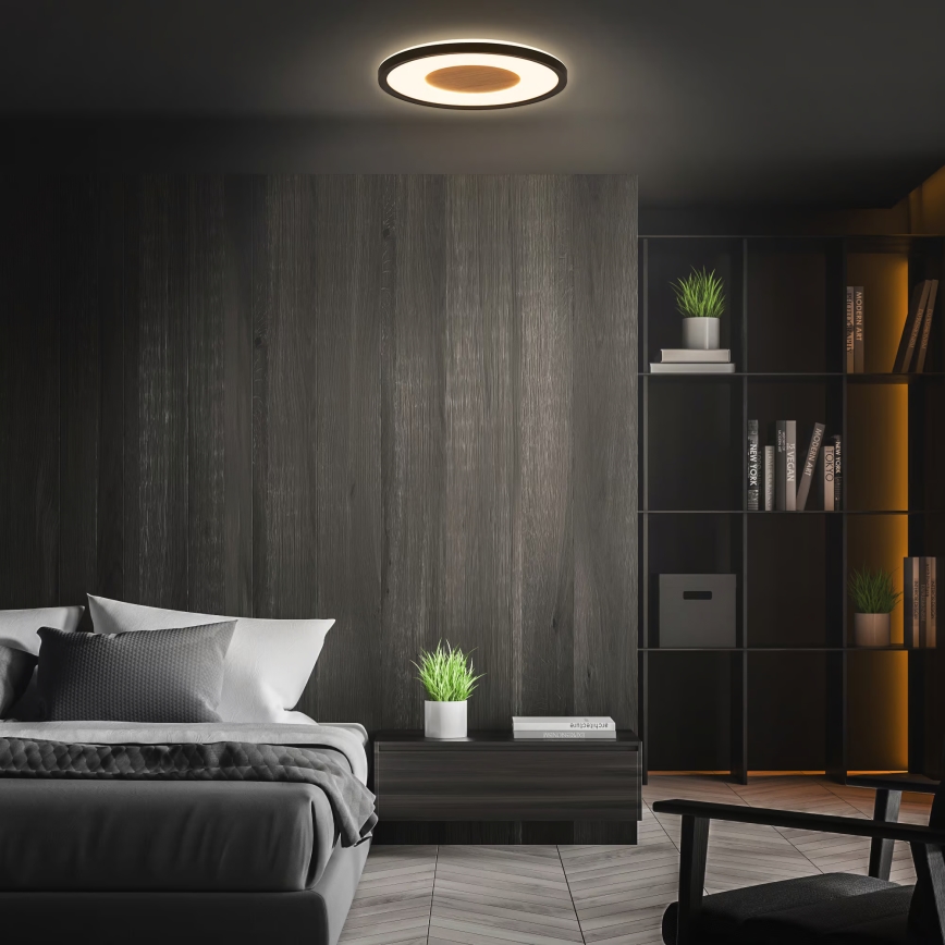 Brilo - LED потолочный светильник SUFIT WOOD, 18 Вт / 230 В / 3000 К, диаметр 29 см