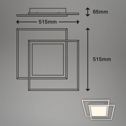 Brilo - LED потолочный светильник 2xLED/16W/230V + LED/19W 51,5x51,5 cm матовый хром