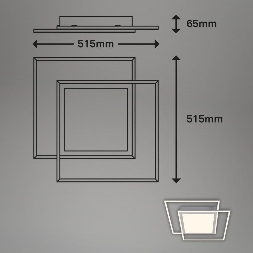 Brilo - LED потолочный светильник 2xLED/16W/230V + LED/19W 51,5x51,5 cm матовый хром