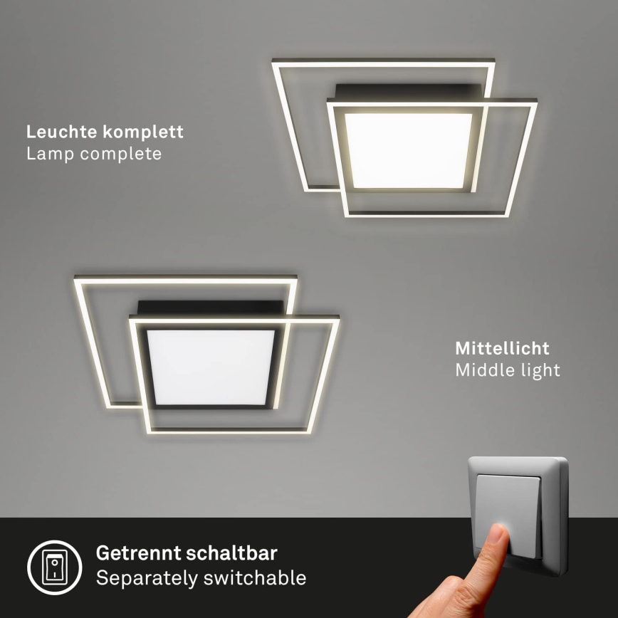 Brilo - LED потолочный светильник 2xLED/16W/230V + LED/19W 51,5x51,5 см черный