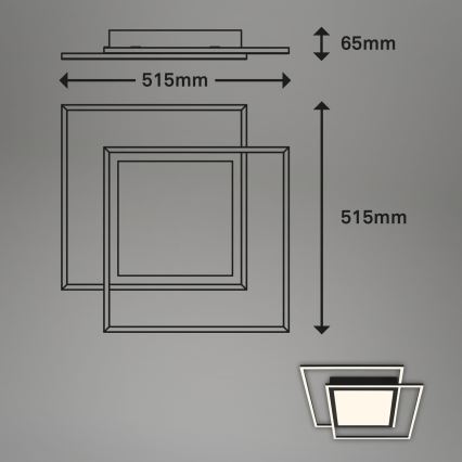 Brilo - LED потолочный светильник 2xLED/16W/230V + LED/19W 51,5x51,5 см черный