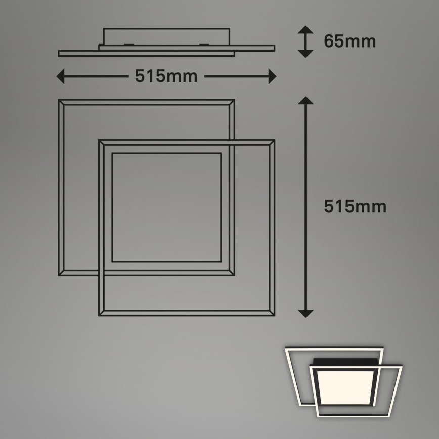 Brilo - LED потолочный светильник 2xLED/16W/230V + LED/19W 51,5x51,5 см черный