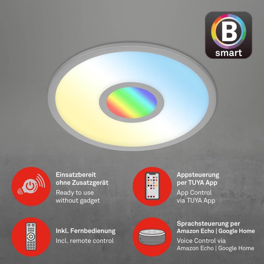Brilo - LED RGB Стельовий світильник з регулюванням яскравості CENTRO LED/24W/230V 2700-6500K Wi-Fi Tuya + пульт дистанційного керування